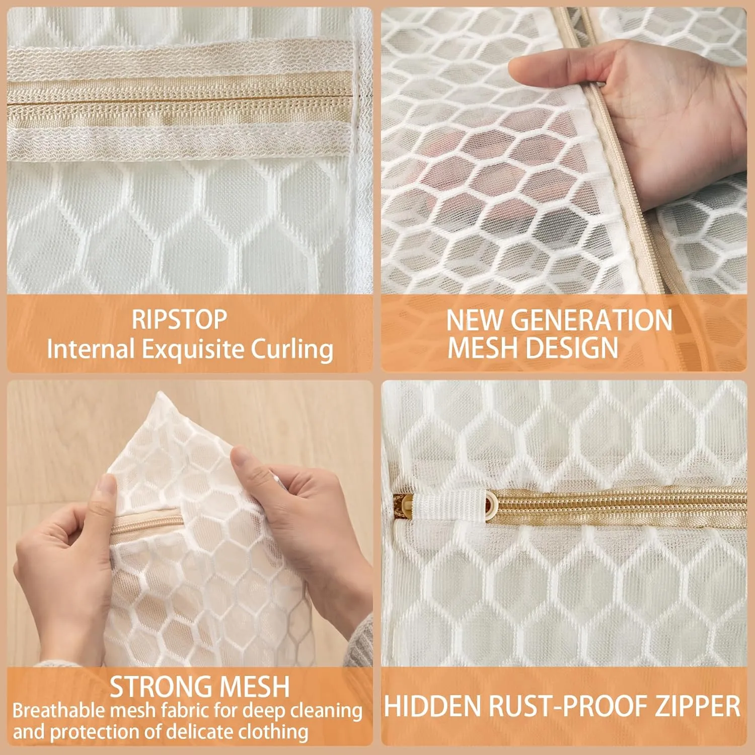 2 Pack Laundry Bag, Durable Big Honeycomb Mesh Laundry Bags Suitable for Delicate Clothes Washing 24 x 24 Inches (2 XX-Large)