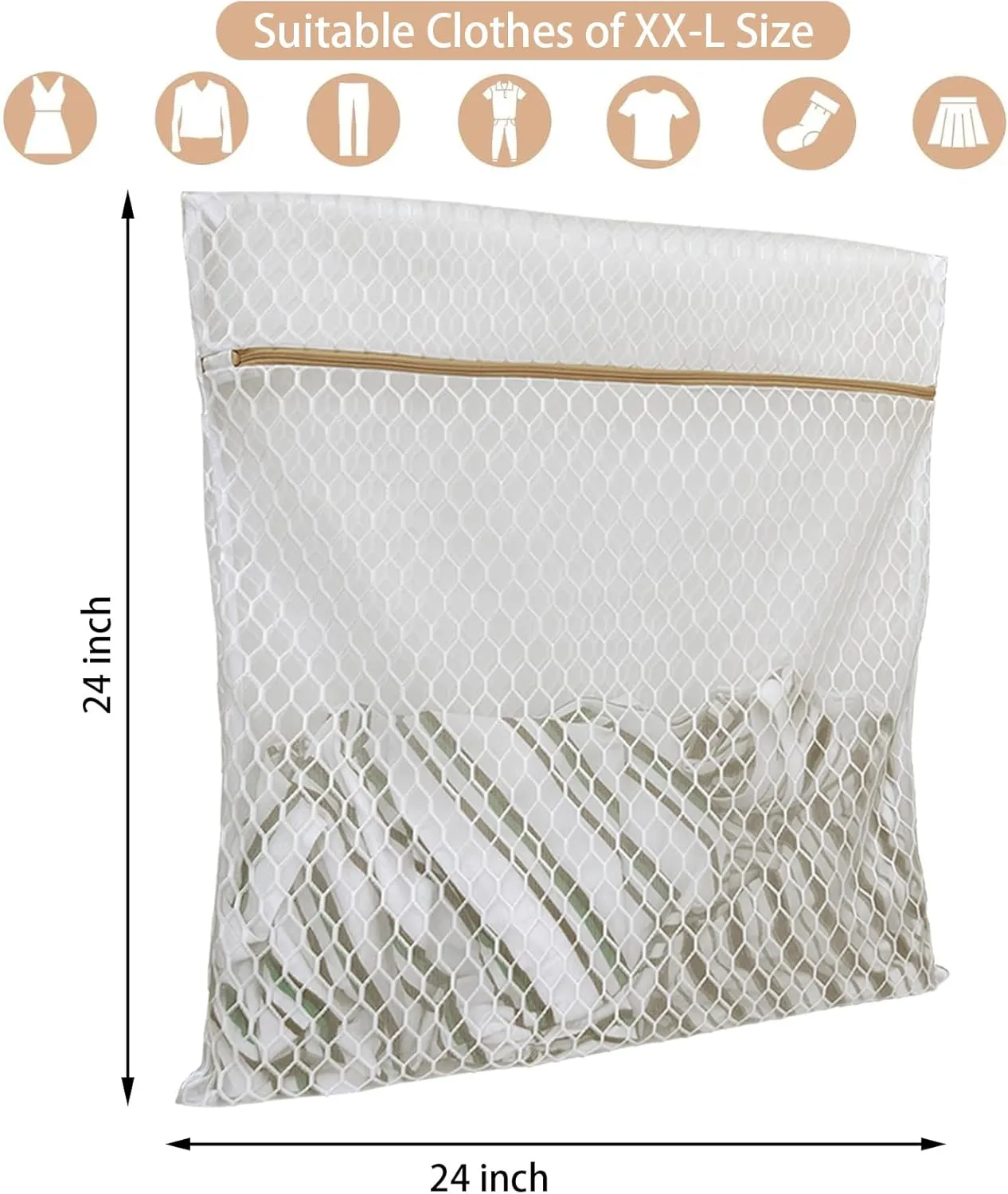 2 Pack Laundry Bag, Durable Big Honeycomb Mesh Laundry Bags Suitable for Delicate Clothes Washing 24 x 24 Inches (2 XX-Large)