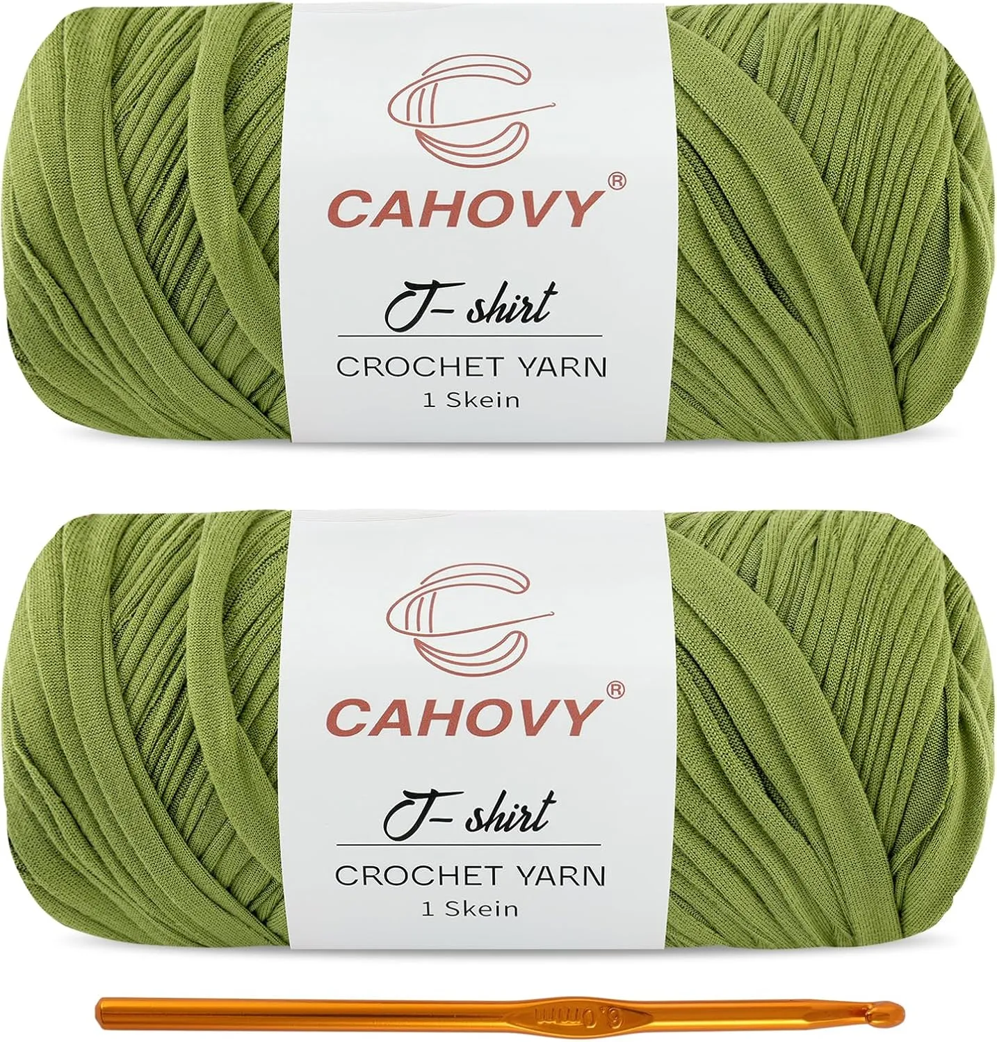 2 Pack T-Shirt Yarn Crochet Yarn for Beginner Crochet Bags/Basket/Coaster,400g/110yds High Elastic Polyester Thick Tshirt Avocado Green