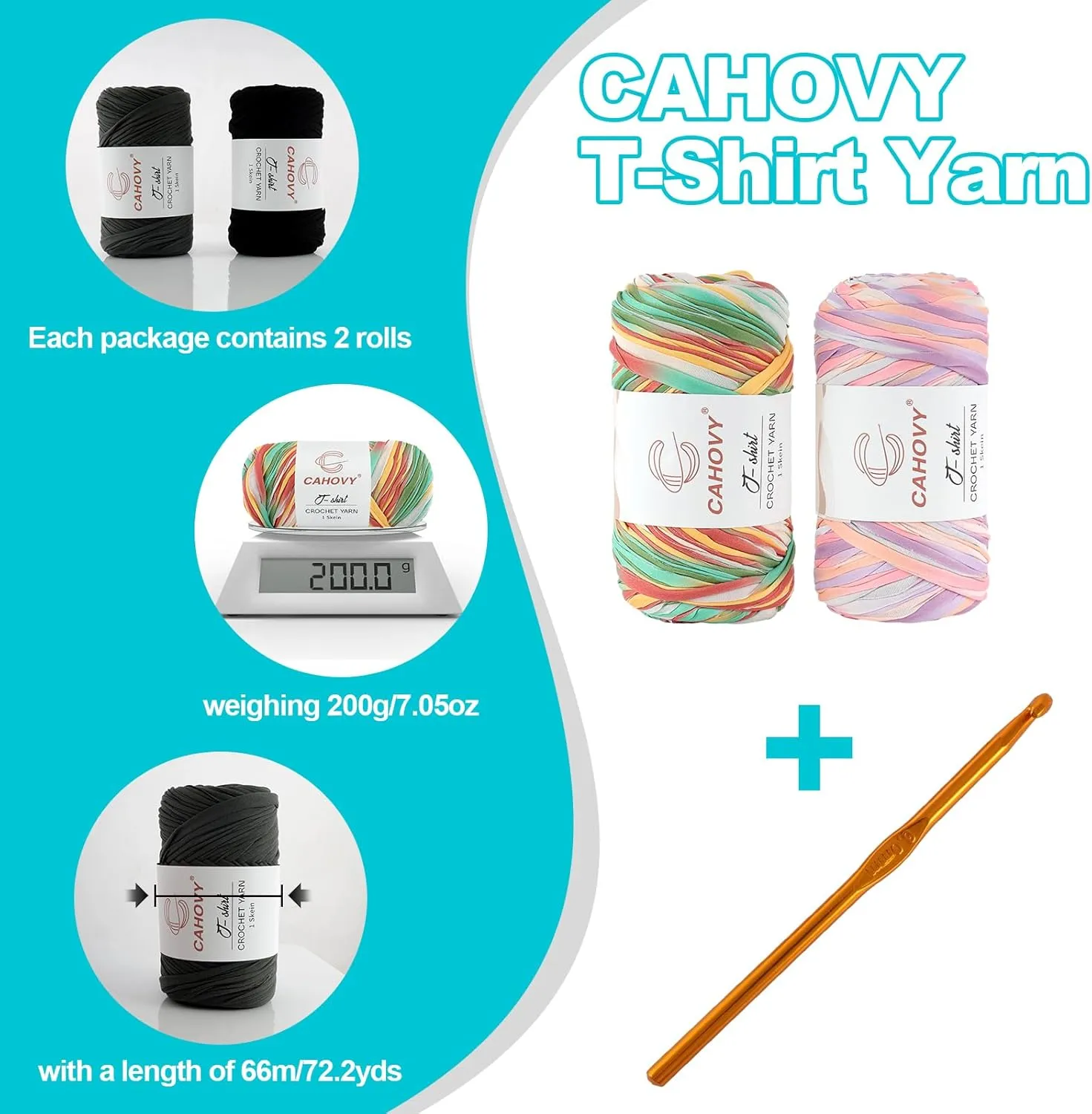 2 Pack T-Shirt Yarn Crochet Yarn for Beginner Crochet Bags/Basket/Coaster,400g/110yds High Elastic Polyester Thick Tshirt Blue&White