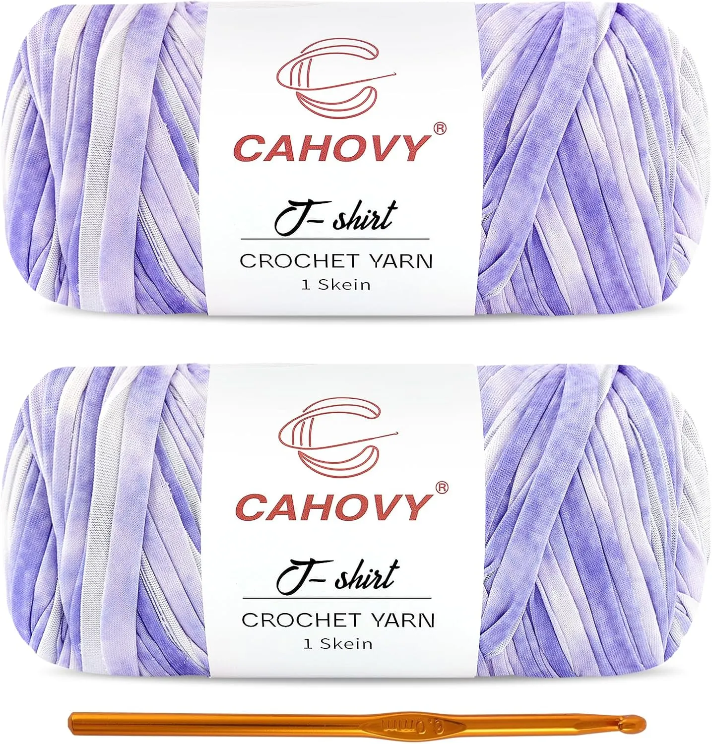 2 Pack T-Shirt Yarn Crochet Yarn for Beginner Crochet Bags/Basket/Coaster,400g/110yds High Elastic Polyester Thick Tshirt Blue&White