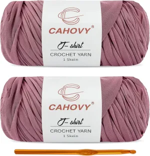 2 Pack T-Shirt Yarn Crochet Yarn for Beginner Crochet Bags/Basket/Coaster,400g/110yds High Elastic Polyester Thick Tshirt Light Roland Purple