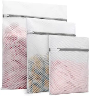 3Pcs Durable Honeycomb Mesh Laundry Bags for Delicates 1 Large 16 x 20 Inches, 1 Medium 12 x 16 Inches, 1 Small 9 x 12 Inches (Honeycomb Mesh)