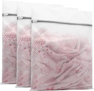 3Pcs Durable Honeycomb Mesh Laundry Bags for Delicates 16 x 20 Inches (3 Large)