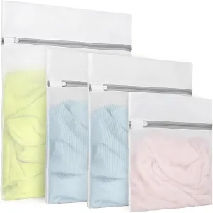 4Pcs Durable Fine Mesh Laundry Bags for Delicates 1 Large 16 x 20 Inches, 2 Medium 12 x 16 Inches, 1 Small 9 x 12 Inches