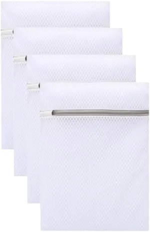 4Pcs Durable Honeycomb Mesh Laundry Bags for Delicates 12 x 16 Inches (2 Thick net, 2 fine net)