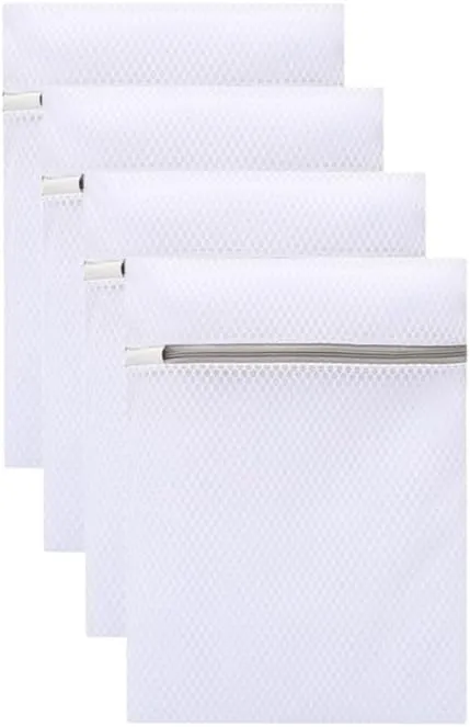 4Pcs Durable Honeycomb Mesh Laundry Bags for Delicates 12 x 16 Inches (2 Thick net, 2 fine net)