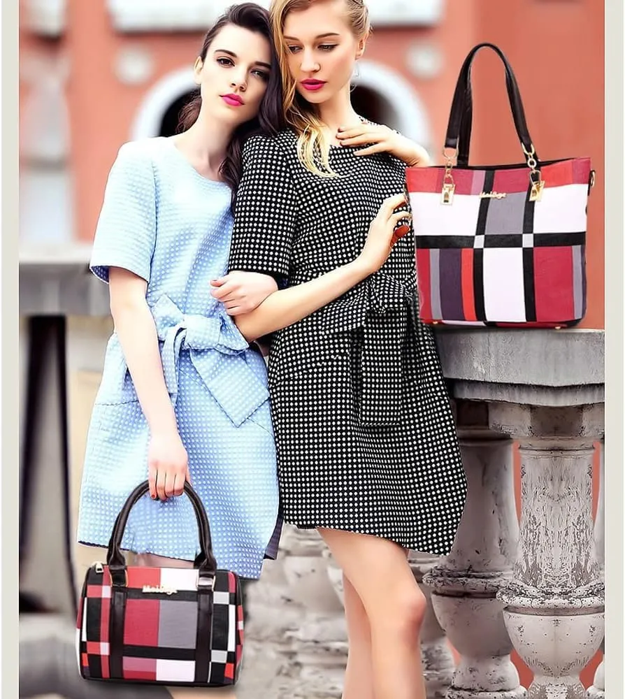 6-Pcs Womens Handbags Tote Bags Shoulder Bag Leather Purses Satchel Bag