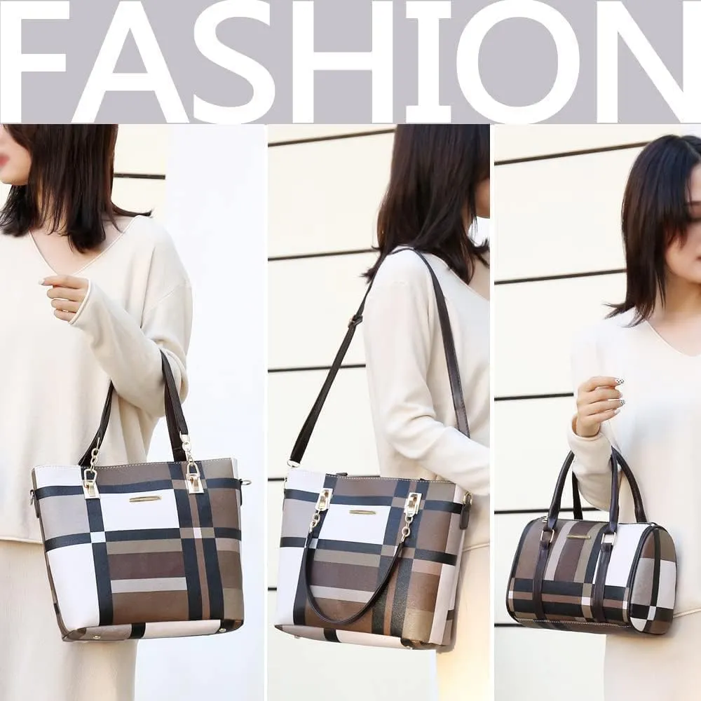 6-Pcs Womens Handbags Tote Bags Shoulder Bag Leather Purses Satchel Bag