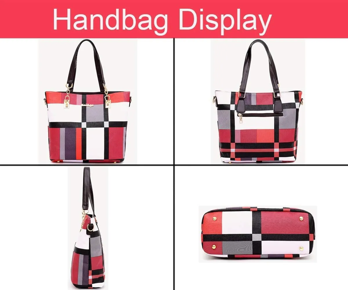 6-Pcs Womens Handbags Tote Bags Shoulder Bag Leather Purses Satchel Bag
