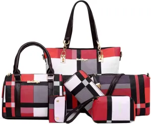 6-Pcs Womens Handbags Tote Bags Shoulder Bag Leather Purses Satchel Bag