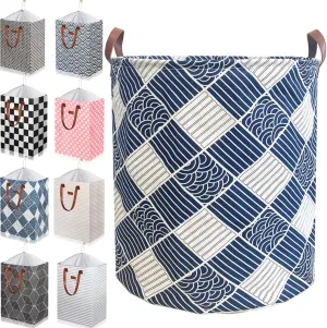 80L Waterproof Laundry Hamper in Family Leather Handle Laundry Basket in Dormitory Collapsible Laundry Bag in Nursery Large Clothes Toy Storage (92-Satisfied laundry hampers, 80L)