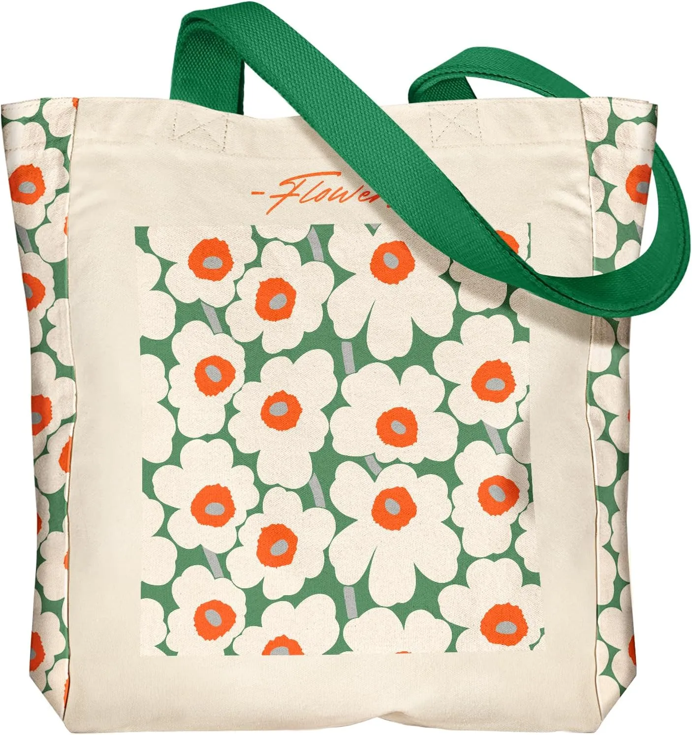 Aesthetic Heavy Canvas Tote Bag - with Pocket for Women Large Size 14''16''3.5'' Cloth Cotton Bags for Shopping