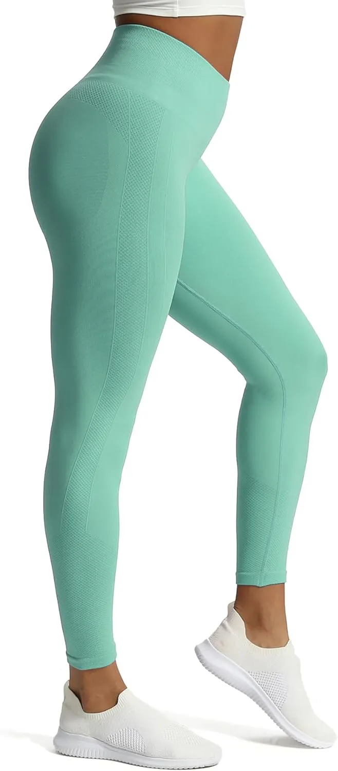 Aoxjox Workout Seamless Leggings for Women High Waisted Fitness Yoga Contour Sculpt Pants 22"