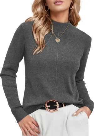 Arach&Cloz Womens Spring 2025 Sweater Tops Business Casual Outfits Work Mock Neck Long Sleeve Turtleneck Dressy Pullover