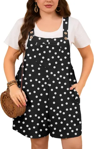 AusLook Plus Size Women's Summer Casual Short Overalls Adjustable Loose Rompers with Pockets 2025 Jumpsuits for Women