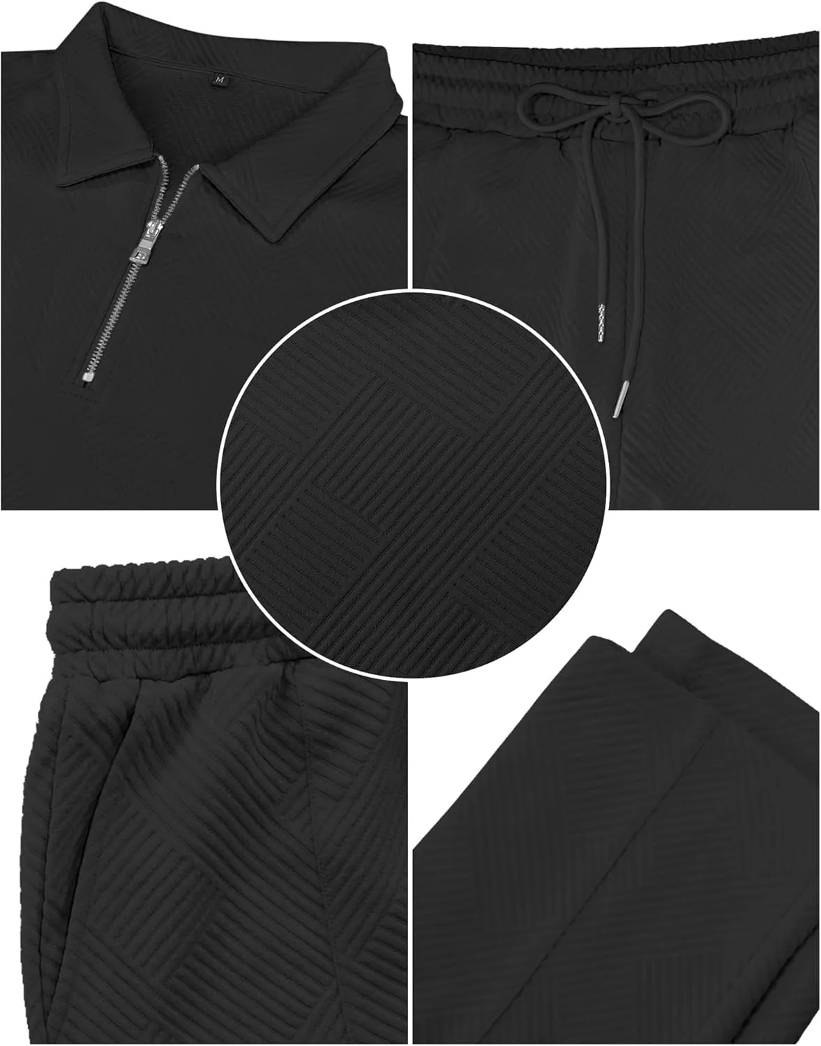 Babioboa Men's Polo sweatsuit Sets 1/4 Zip Fashion Casual Tracksuits jogging long Sleeve Polo Suit for Men 2 Piece Set