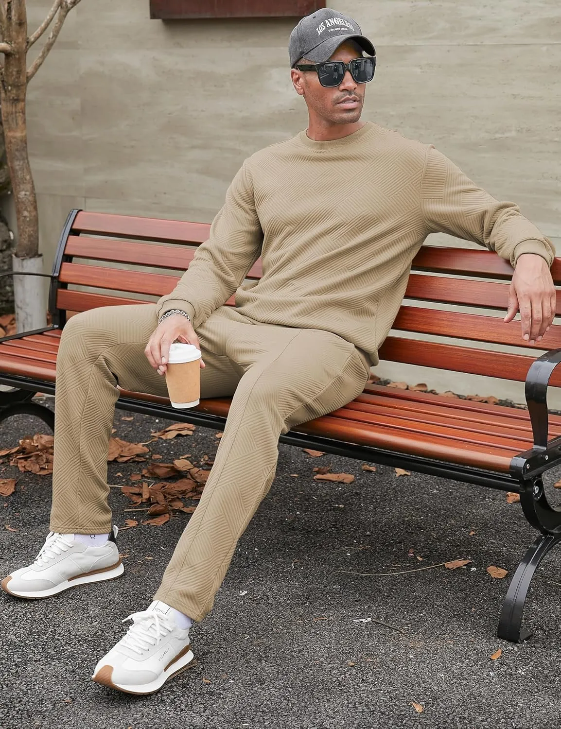 Babioboa Men's Tracksuit Knit Jacquard 2 Piece Long Sleeve Pullover Jogging Tracksuit Athletic running Casual Sportswear
