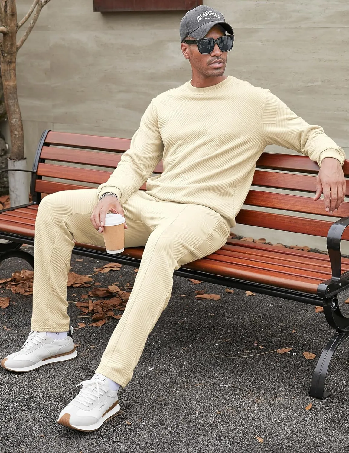 Babioboa Men's Tracksuit Knit Jacquard 2 Piece Long Sleeve Pullover Jogging Tracksuit Athletic running Casual Sportswear