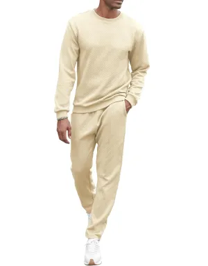 Babioboa Men's Tracksuit Knit Jacquard 2 Piece Long Sleeve Pullover Jogging Tracksuit Athletic running Casual Sportswear