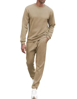 Babioboa Men's Tracksuit Knit Jacquard 2 Piece Long Sleeve Pullover Jogging Tracksuit Athletic running Casual Sportswear