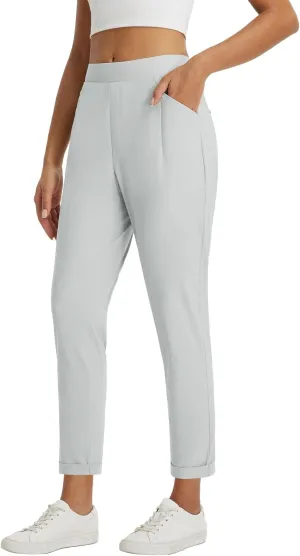 baleaf Womens Travel Pants Stretch with Zipper Pockets Petite Ankle Dressy Work Business Casual Golf Slacks