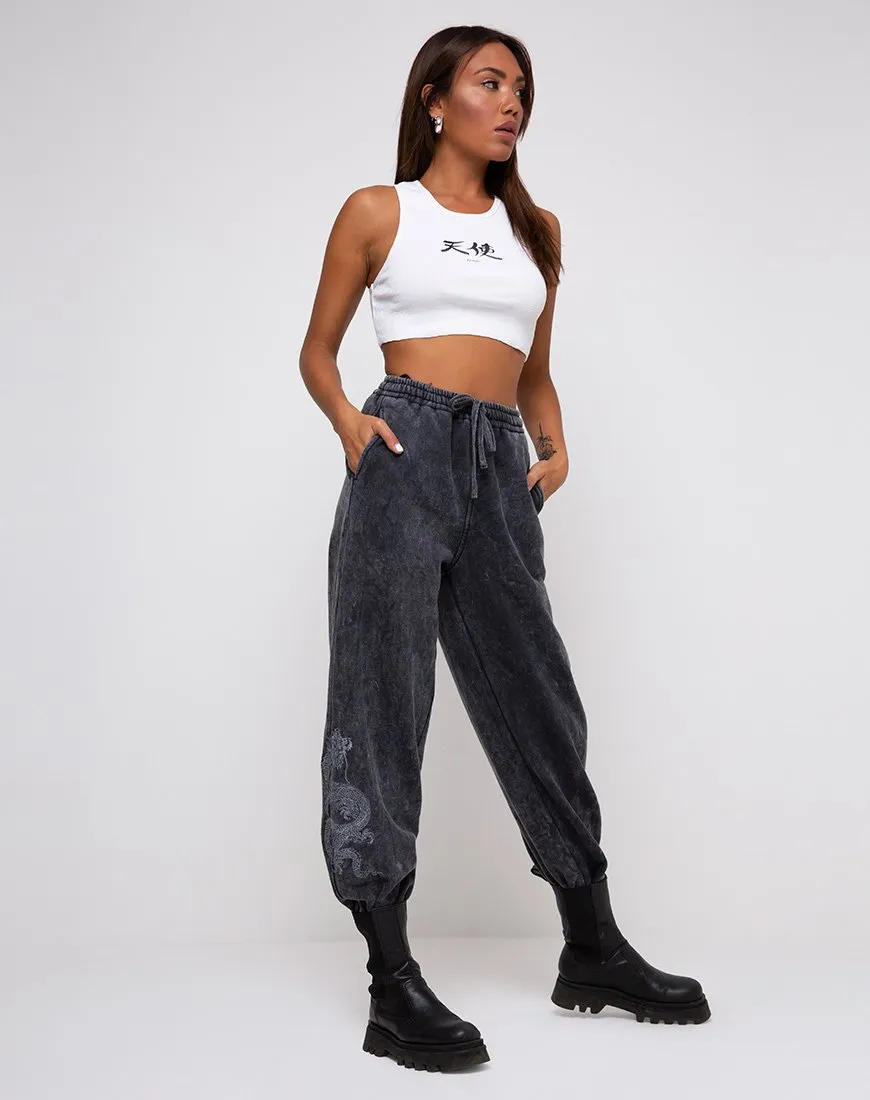 Basta Jogger in Acid Stone Wash with Dragon Embro