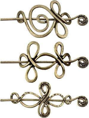BBTO Celtic Shawl Pin 3 Pcs Crossed Knots Budding Spiral Crocheted Scarf Cloak Pin Sweater Brooch for Women Knitter Handmade Cape