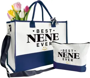 Best Nene Ever Tote Bag Gifts, Canvas Tote Bag for Women, Nene Gifts, Cosmetic Bag, Beach Bag and Makeup bag, Travel Bag Gifts for Nene, Canvas Tote Bag With Zipper, Mothers Day Christmas Gifts A7