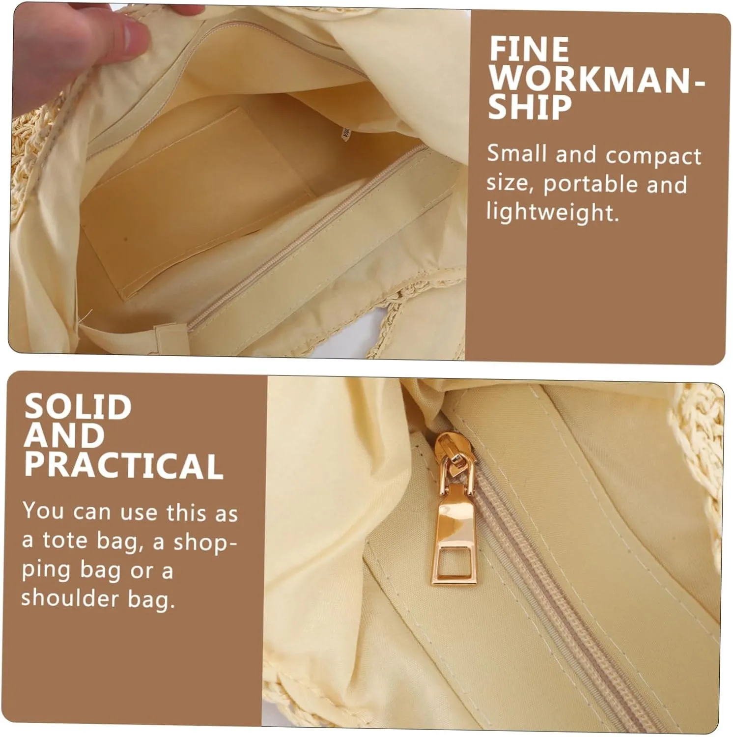 BESTYASH Fashion Weaving Bag Ladies Wallet Trendy Beach Bag Woven Tote Bag Tote Handbags Pouch Beach Bag Woman