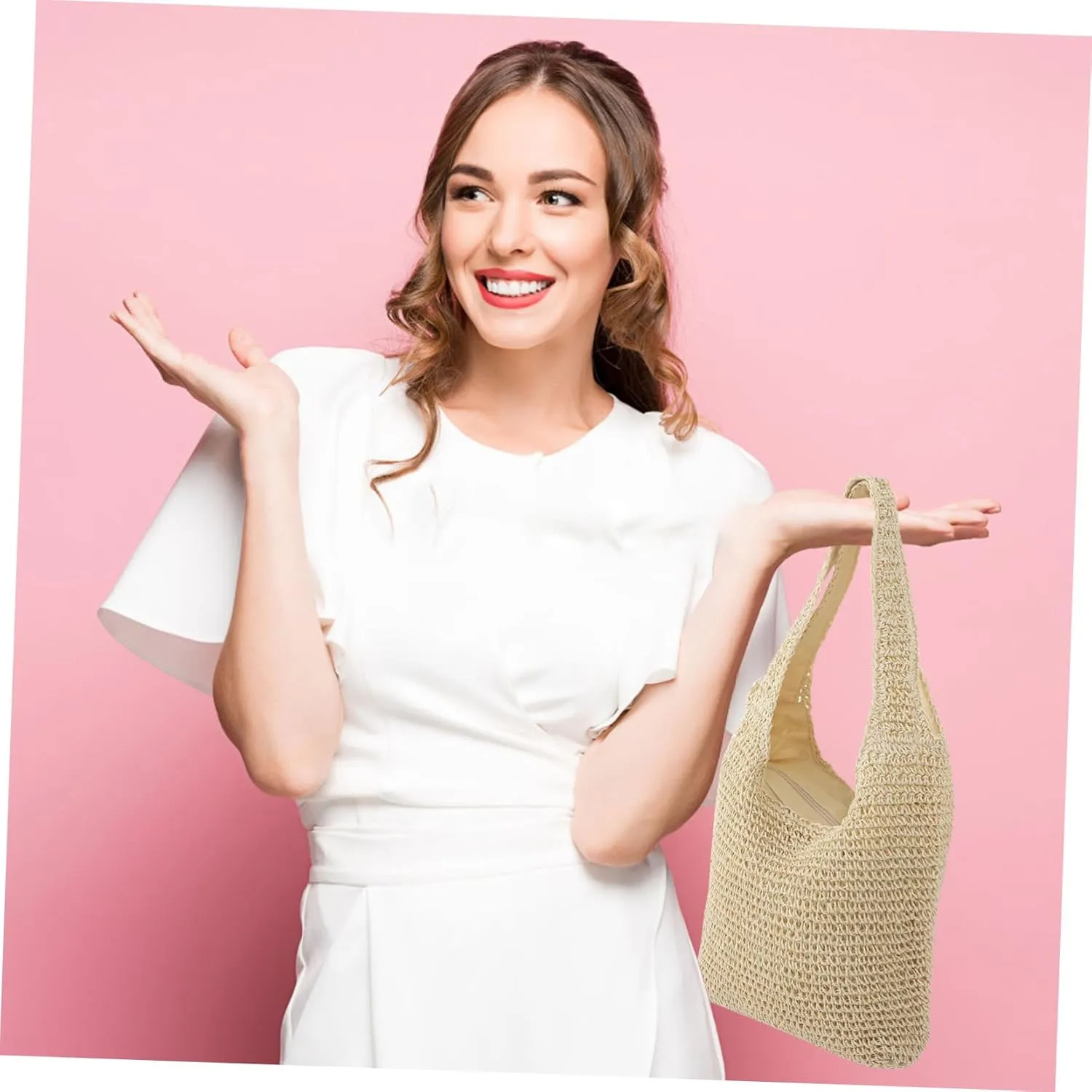 BESTYASH Fashion Weaving Bag Ladies Wallet Trendy Beach Bag Woven Tote Bag Tote Handbags Pouch Beach Bag Woman