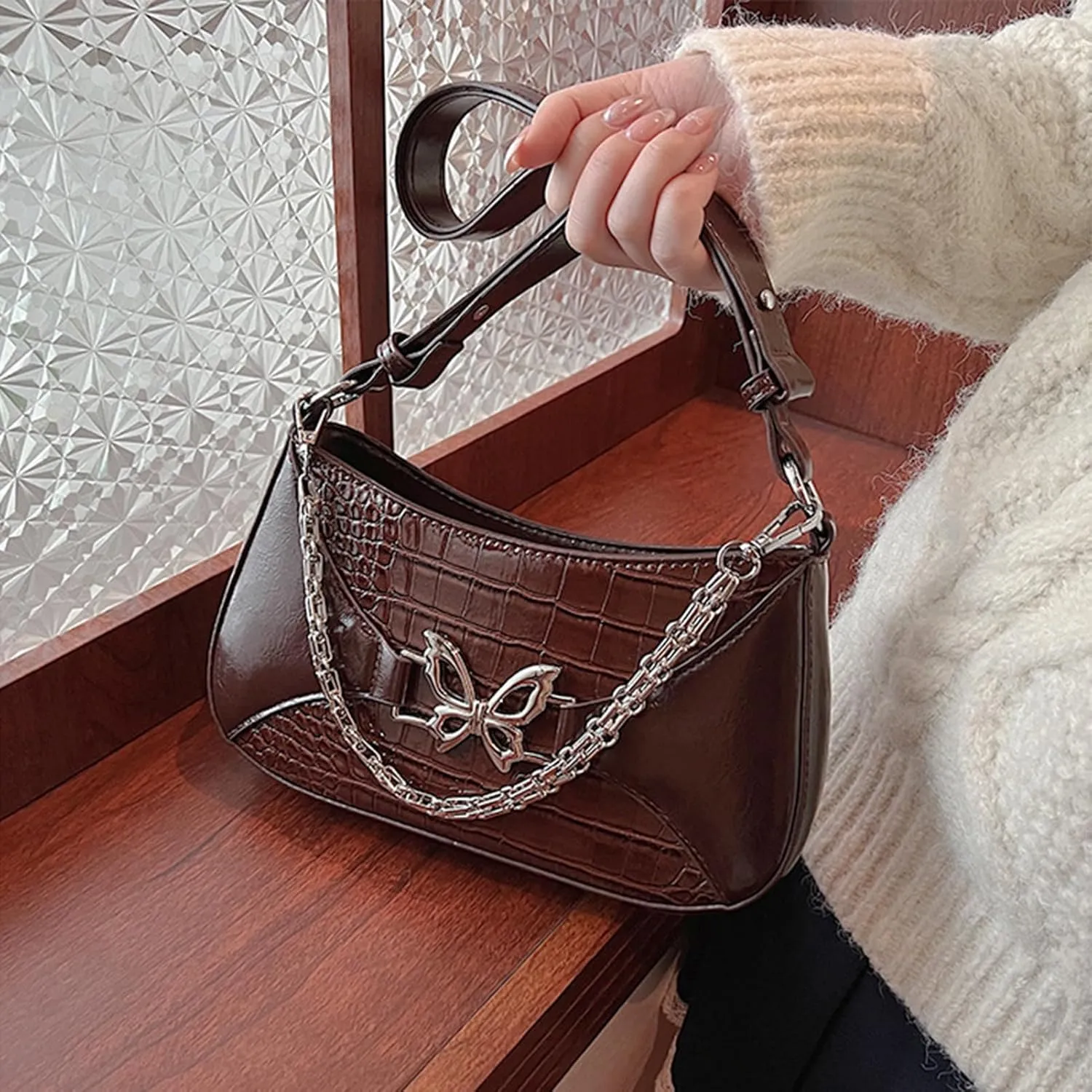 Bow Shoulder Bag for Women Small Womens Purses and Handbags Designer Hobo Bags with Zipper Everyday Crossbody Purse