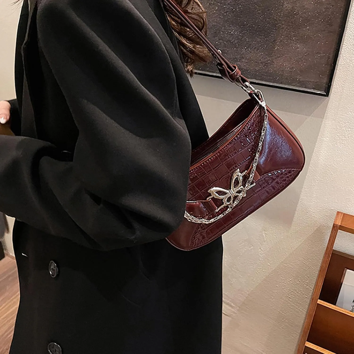 Bow Shoulder Bag for Women Small Womens Purses and Handbags Designer Hobo Bags with Zipper Everyday Crossbody Purse