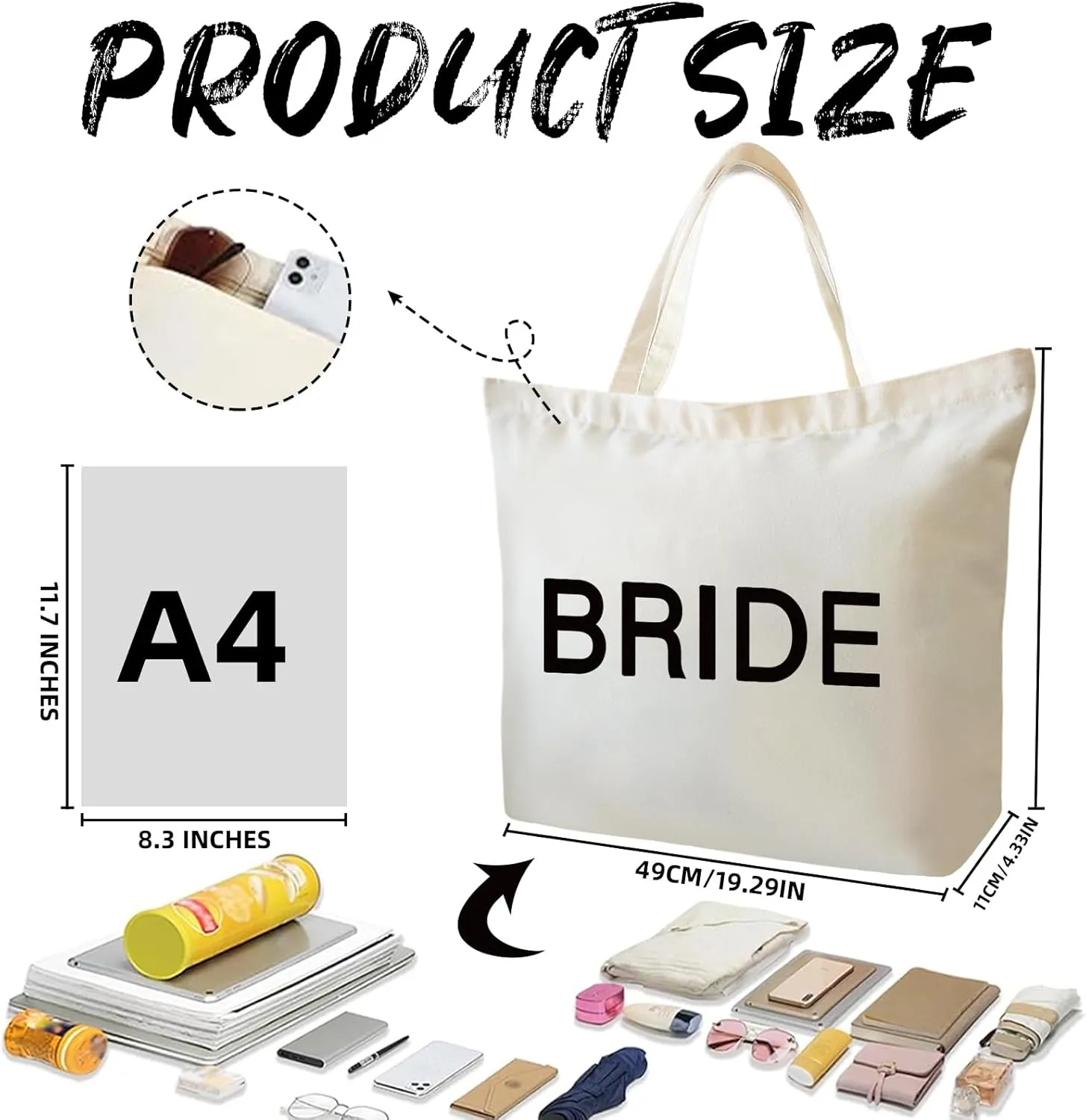Bridal Shower Gifts For Bride To Be Tote Bag Canvas Wedding Bag With Handle Womens Mrs Bag Bridesmaid Gifts Purse