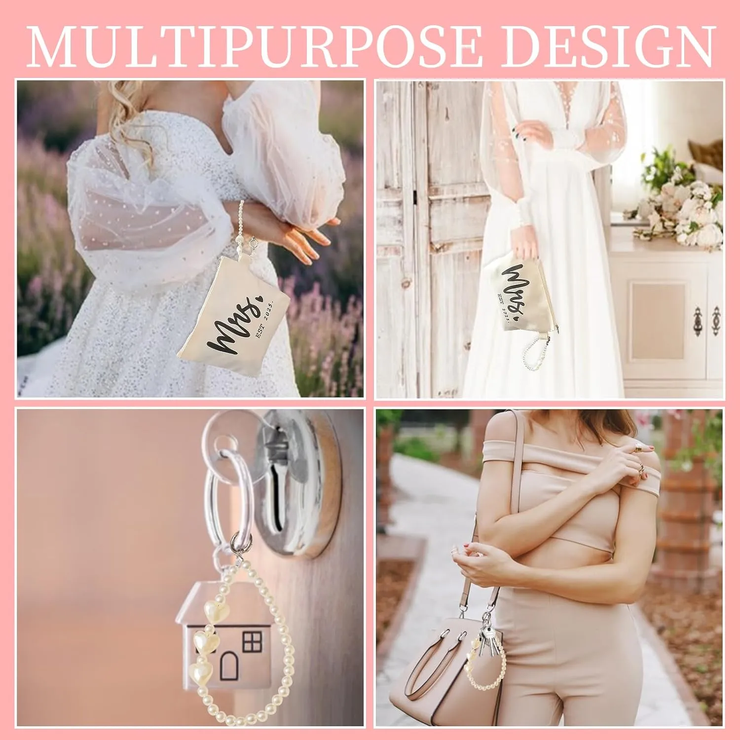 Bridal Shower Gifts For Bride To Be Tote Bag Canvas Wedding Bag With Handle Womens Mrs Bag Bridesmaid Gifts Purse