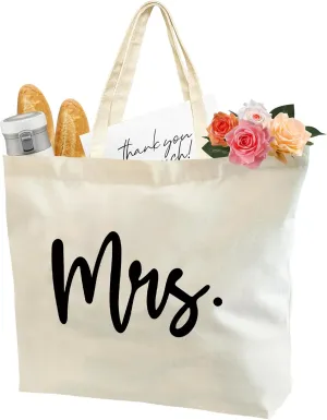 Bridal Shower Gifts For Bride To Be Tote Bag Canvas Wedding Bag With Handle Womens Mrs Bag Bridesmaid Gifts Purse