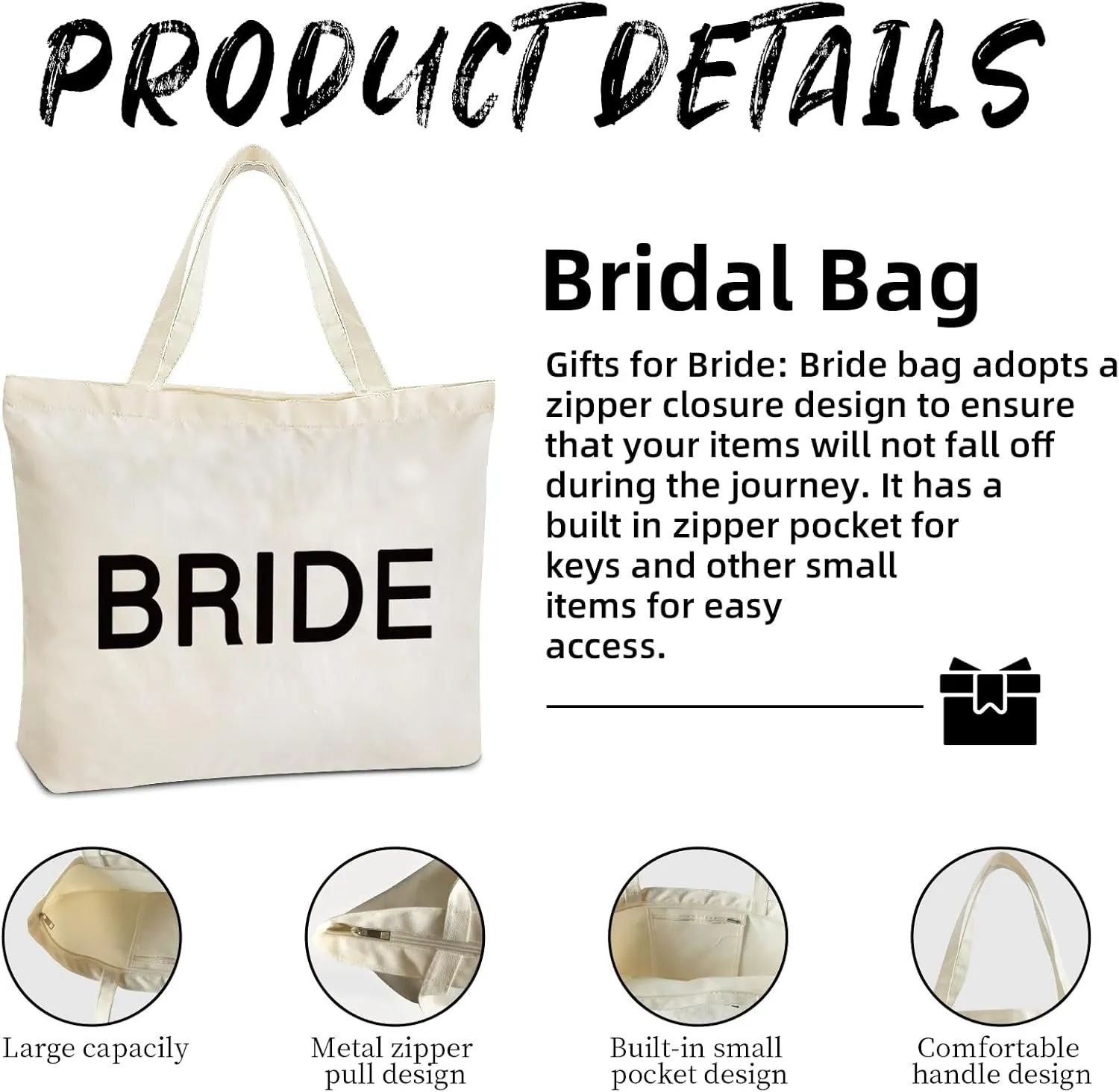 Bridal Shower Gifts For Bride To Be Tote Bag Canvas Wedding Bag With Handle Womens Mrs Bag Bridesmaid Gifts Purse