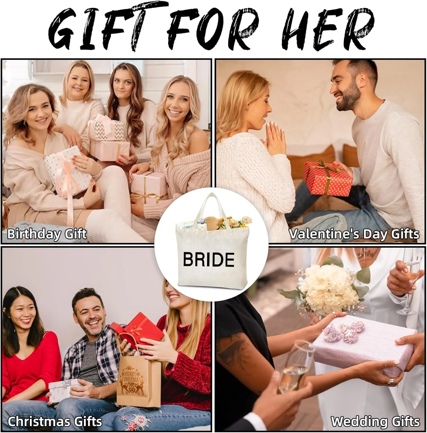Bridal Shower Gifts For Bride To Be Tote Bag Canvas Wedding Bag With Handle Womens Mrs Bag Bridesmaid Gifts Purse