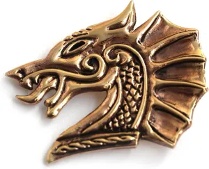 Bronze Norse Irish Dragon Brooches 2in1 Pendant, Clothes Fasteners - Cloak/Scarf/Shawl Pin, Nordic Vintage Jewelry (Brooch&Pendant)