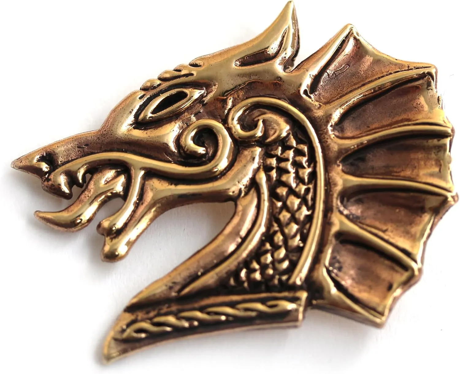 Bronze Norse Irish Dragon Brooches 2in1 Pendant, Clothes Fasteners - Cloak/Scarf/Shawl Pin, Nordic Vintage Jewelry (Brooch&Pendant)