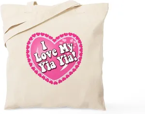CafePress I Love My Yia Yia Tote Bag Reusable Natural Beige Canvas Shopping Bag