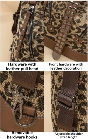 Cheetah Backpack Shoulder Purse Women, Multifunctional Tote Bag Sling Purse Backpack Daypack Leopard Print y2k Design