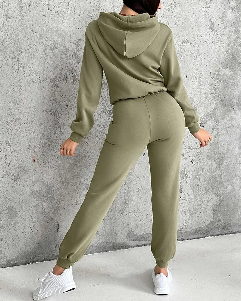 CHICME BEST SHOPPING DEALS Chic Me 2 Piece Jogger Set Long Sleeve Hoodie Pullover Tops Tracksuit Athletic Fall 0utfits
