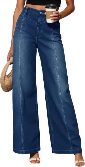 Cicy Bell Women's Baggy Wide Leg Jeans High Waisted Boyfriend Casual Denim Pants with Pockets