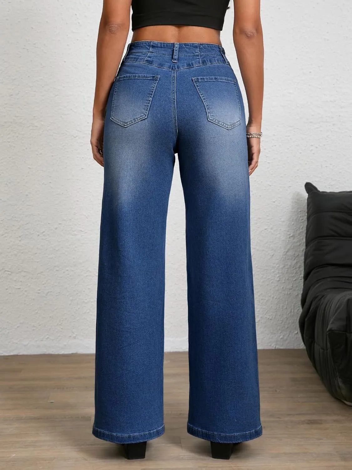 Cicy Bell Women's Baggy Wide Leg Jeans High Waisted Boyfriend Casual Denim Pants with Pockets