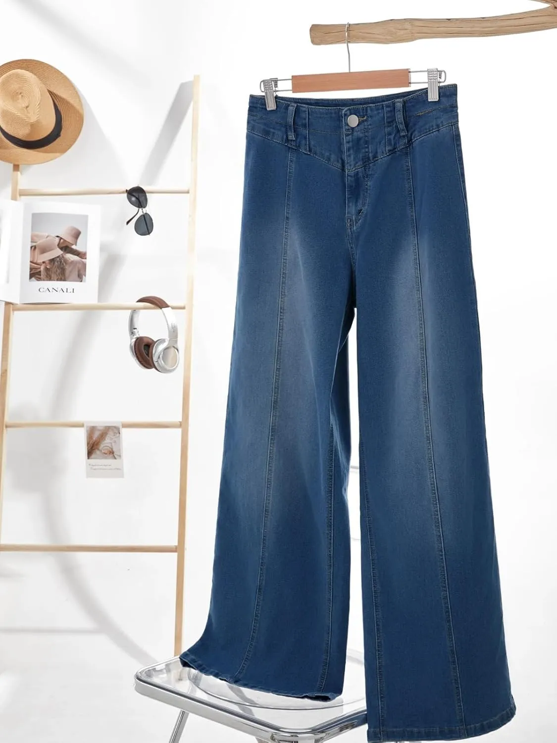 Cicy Bell Women's Baggy Wide Leg Jeans High Waisted Boyfriend Casual Denim Pants with Pockets
