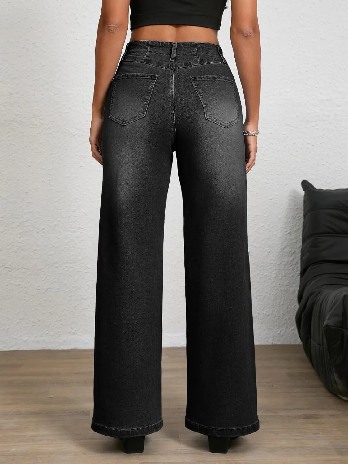 Cicy Bell Women's Baggy Wide Leg Jeans High Waisted Boyfriend Casual Denim Pants with Pockets