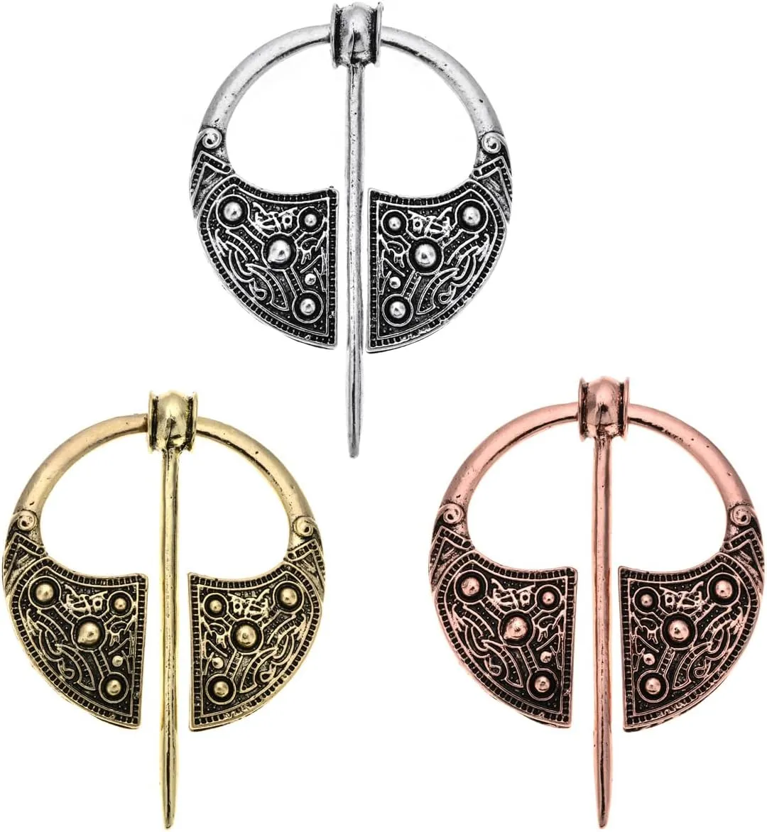 COLORFULBLING Brooch Cloak Pin Scarf Shawl Buckle Clasp Pin Brooch Penannular Brooch for Costume Accessory, Antique Silver, Rose Gold(silver)