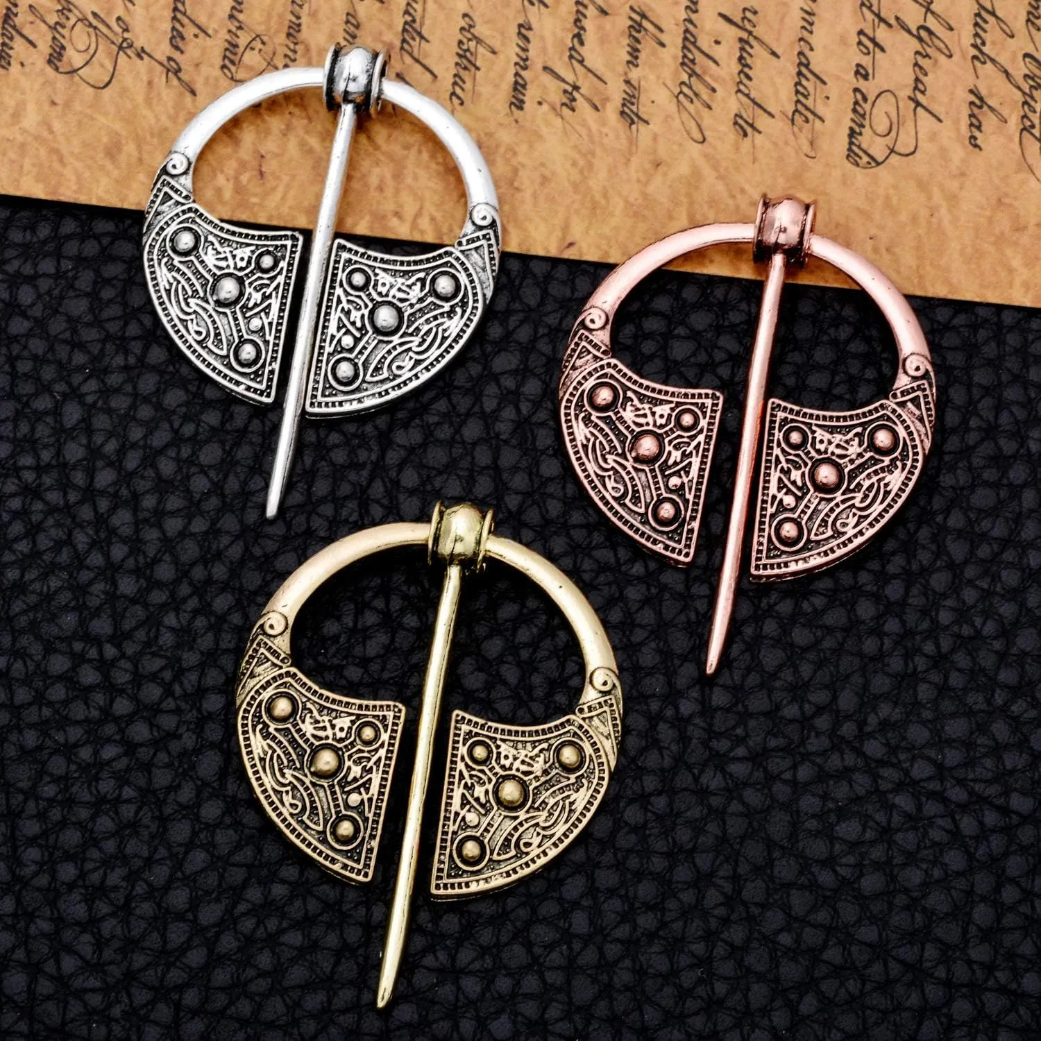 COLORFULBLING Brooch Cloak Pin Scarf Shawl Buckle Clasp Pin Brooch Penannular Brooch for Costume Accessory, Antique Silver, Rose Gold(silver)