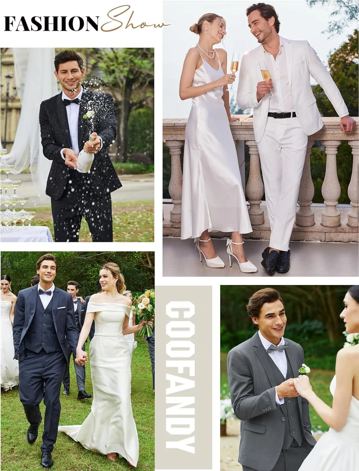 COOFANDY Men's 2 Piece Suits Classic Fit 2 Button Dress Suits Tuxedo Jacket Blazer for Wedding Business Dinner Prom